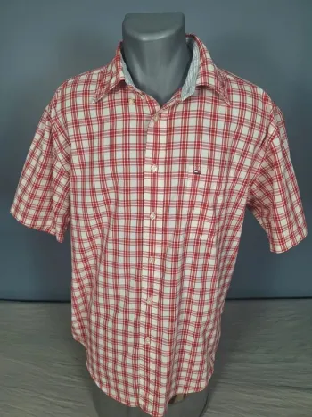Chemise Tommy Hilfiger à Carreaux Rouge Homme Taille L – Coton (558)