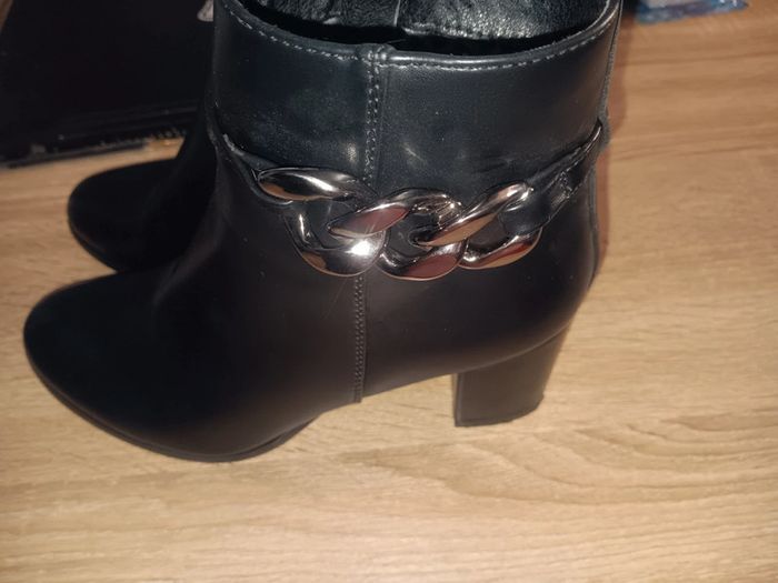 Bottines noires à talon chaîne élégante taille 41 - photo numéro 4
