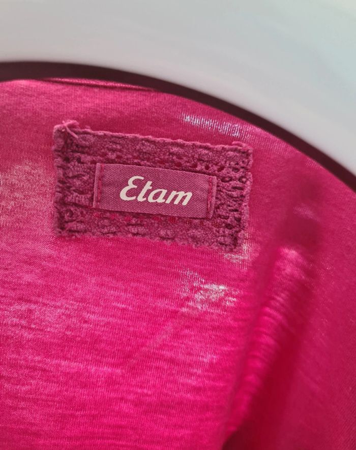 Haut manche longue Rose fushia Etam taille S - photo numéro 4