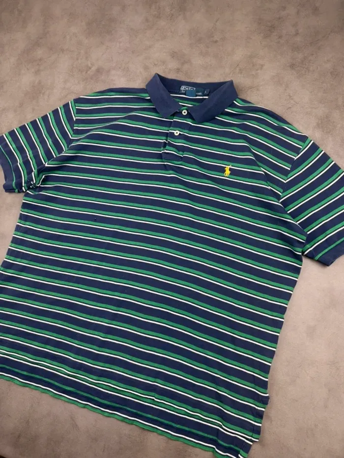 Polo Ralph Lauren à rayures Bleu et Vert Taille L - photo numéro 2