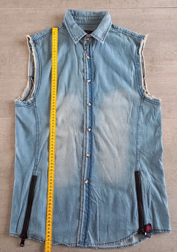chemise jean sans manches - S - photo numéro 5