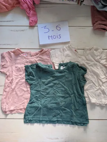 Lot 3 tee shirt manches courtes bébé fille 3/6 mois