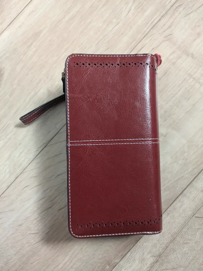 Portefeuille en cuir bordeaux - photo numéro 3