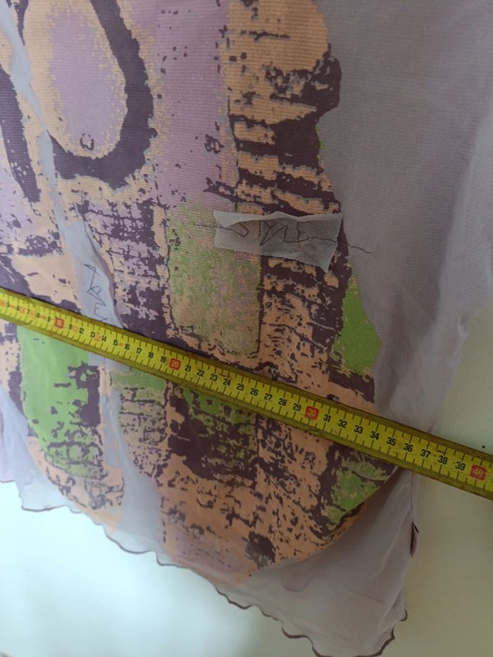 Rare top transparent lilas imprimé abstrait Taille S vintage rare original - photo numéro 8