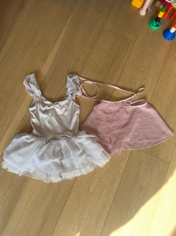 Tutu de danse fille 3 ans blanc à paillettes et jupe de danse rose