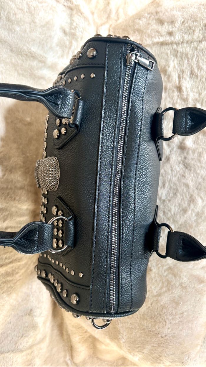 Sac noir rock tête de mort clouté neuf envoi rapide goth chic - photo numéro 5