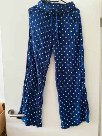 Pantalon Fluide Bleu Marine à Pois Blancs - Undiz - Taille XS