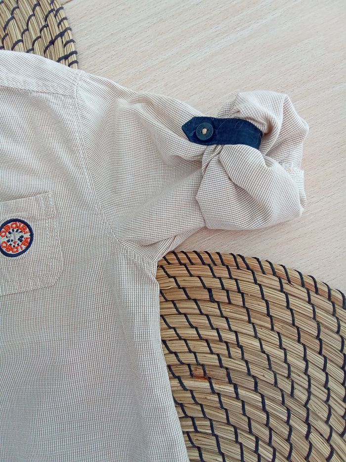 Chemise tons beige manches longues réglables Obaibi taille 3 ans - photo numéro 5