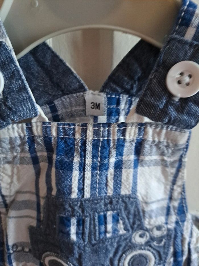 Salopette short bleu et blanc 3mois - photo numéro 3