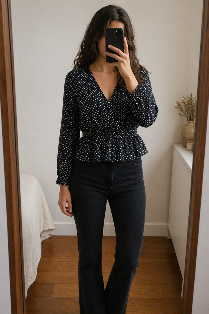 Haut cache coeur à pois Bershka - photo numéro 1