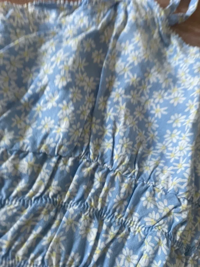 Débardeur à bretelles bleu à fleurs - photo numéro 2