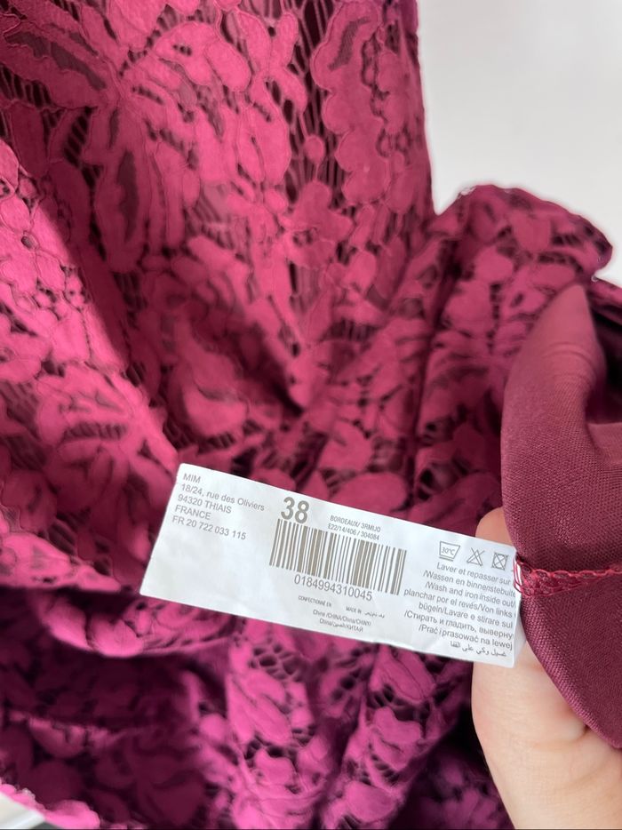 Robe d’été moulante bordeaux effet dentelle doublée - photo numéro 9