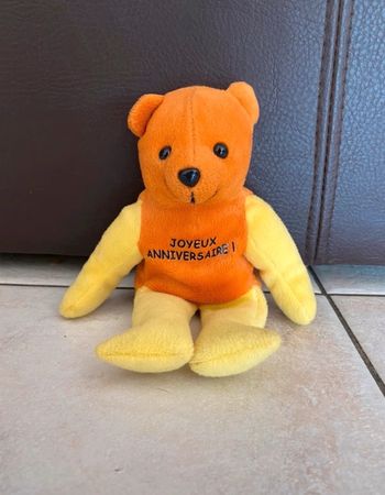 Mini peluche joyeux anniversaire vintage