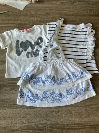 Lot de 3 t-shirt blanc et bleu 18mois