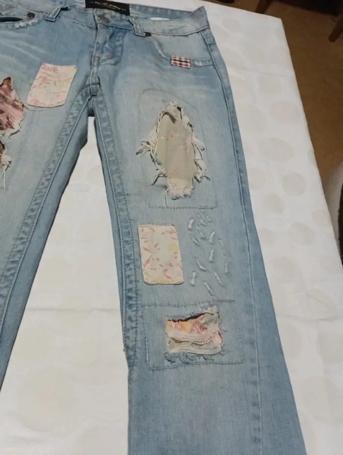 Pantalon jeans femme Vintage Avenue taille 38/40 coupe évasée pattes d' éléphants rétro vintage - photo numéro 4