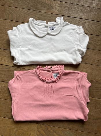 Tee-shirts blanc et rose Petit Bateau 8 ans