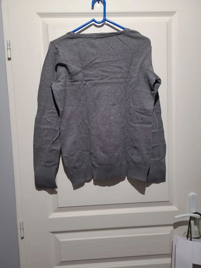 Pull gris avec coudieres argent - photo numéro 4
