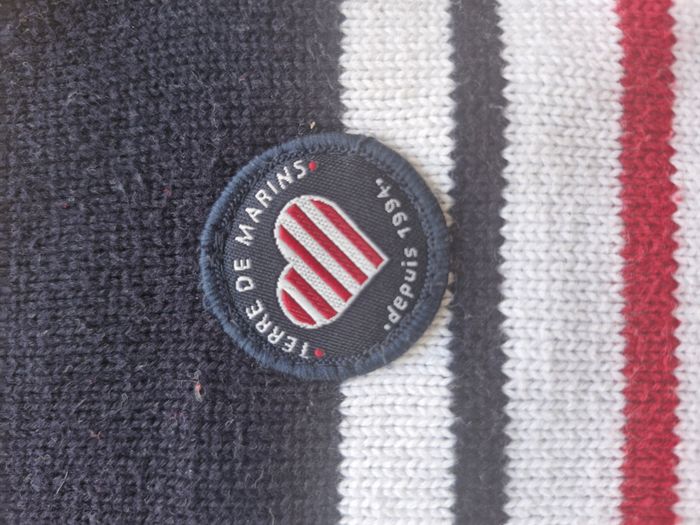 Pull marinière 4 ans Terre de Marins Marine blanc rouge à rayures - photo numéro 3