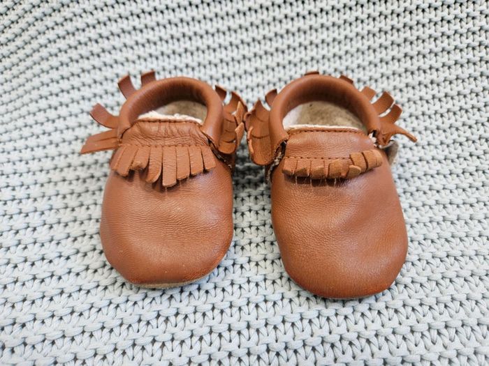 Chaussons cuir marron