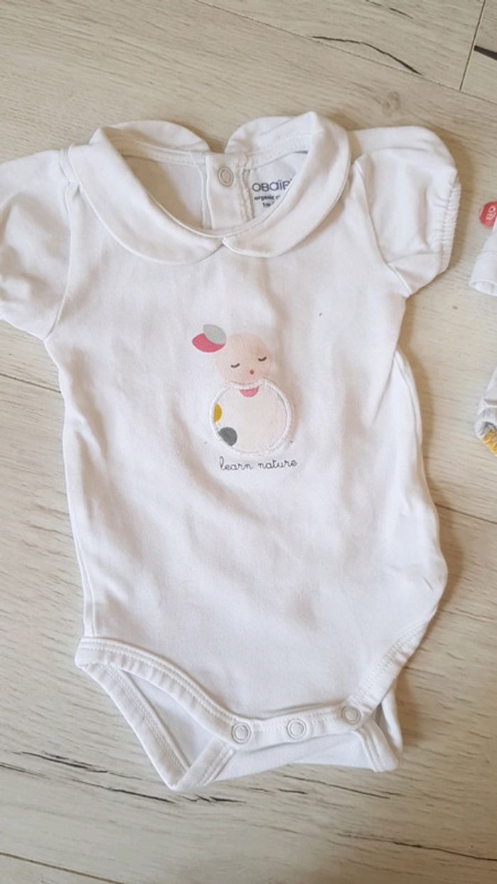 Lot de body + 2 petites combinaisons estivales fille 1mois obaibi neuves - photo numéro 6