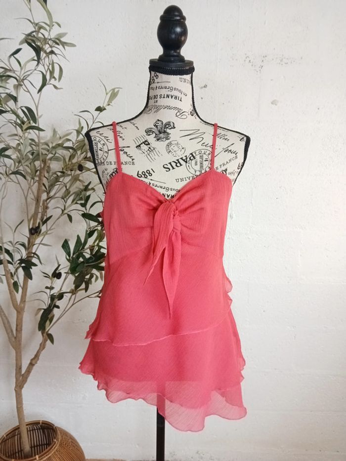 đ Superbe dĂ©bardeur rose fuchsia â Pastille menthe â Taille 40 â TrĂšs bon Ă©tat