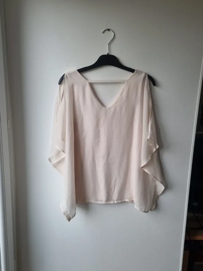 top epaules denudés rose poudré avec perles grain de malice - photo numéro 7