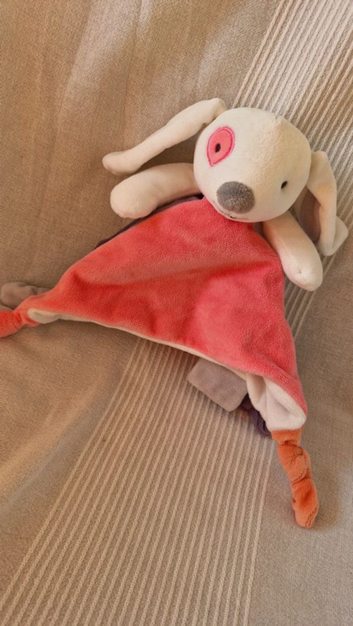 Doudou plat lapin/ chien œil rose obaibi - photo numéro 3