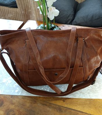 Sac fourre-tout similicuir marron tendance