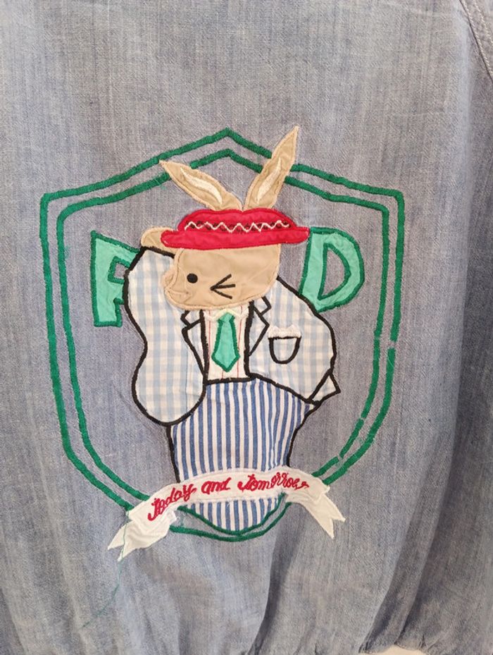 T shirt crop coton brodé lapin - photo numéro 5