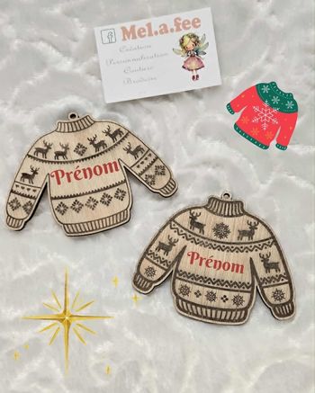 Boule en bois pull de noel