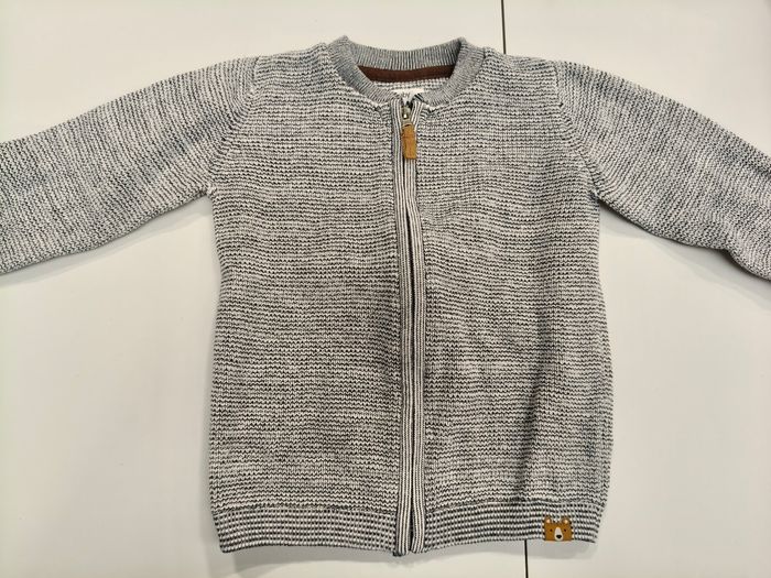 Gilet manches longues garçon C&A gris mailles 98 cm