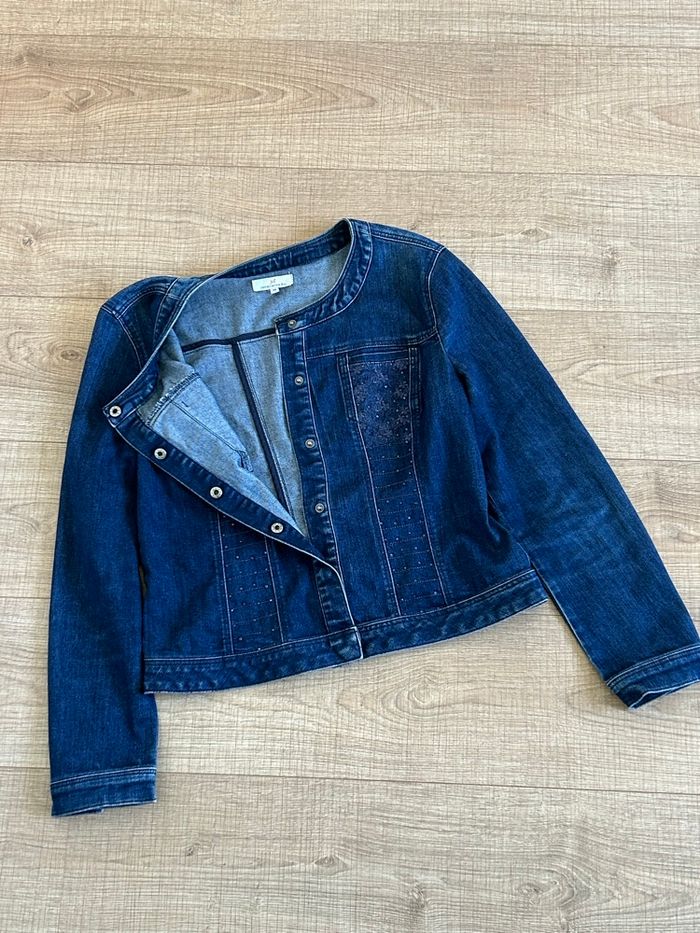 Veste en jean bleue marine Jacqueline Riu taille 38 excellent état - photo numéro 8