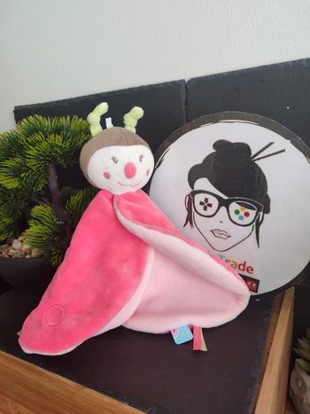 doudou sucre d'orge coccinelle rose rond marron vert coeur aile DD003486