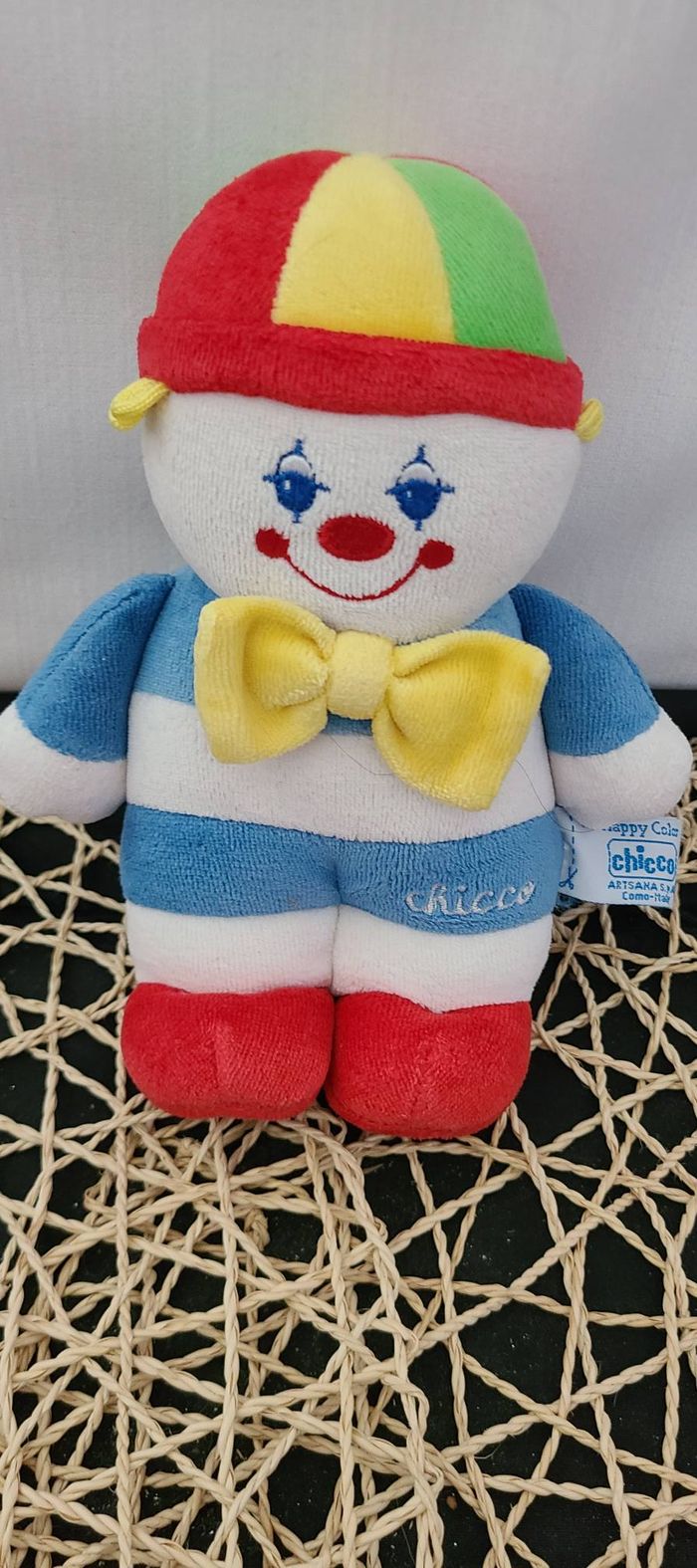 Doudou clown bleu blanc rouge CHICCO
