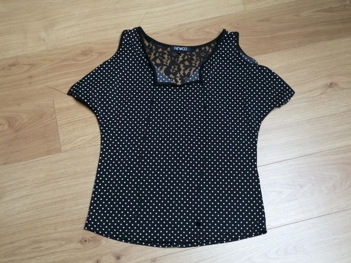 Haut noir à pois blanc Taille S