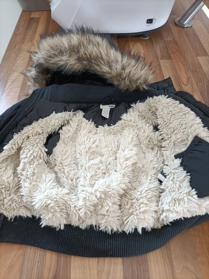 Manteau chaud noir fourré 2-3 ans H&M - photo numéro 5