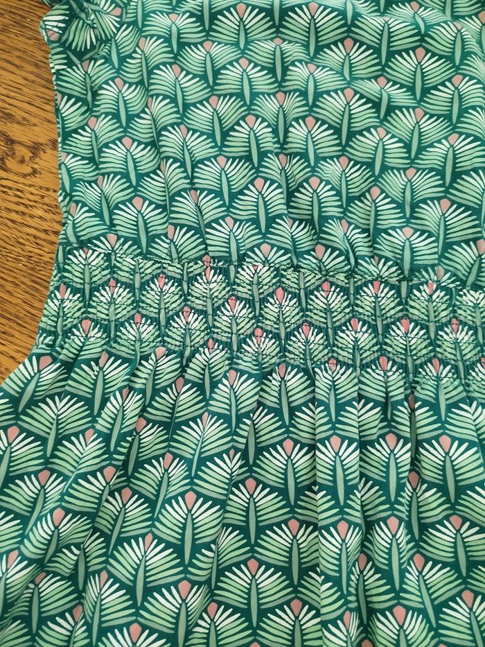 Robe manches courtes imprimée verte fille - photo numéro 2