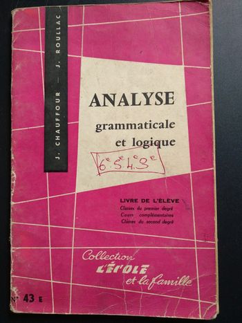 Livre ancien Analyse grammaticale et logique