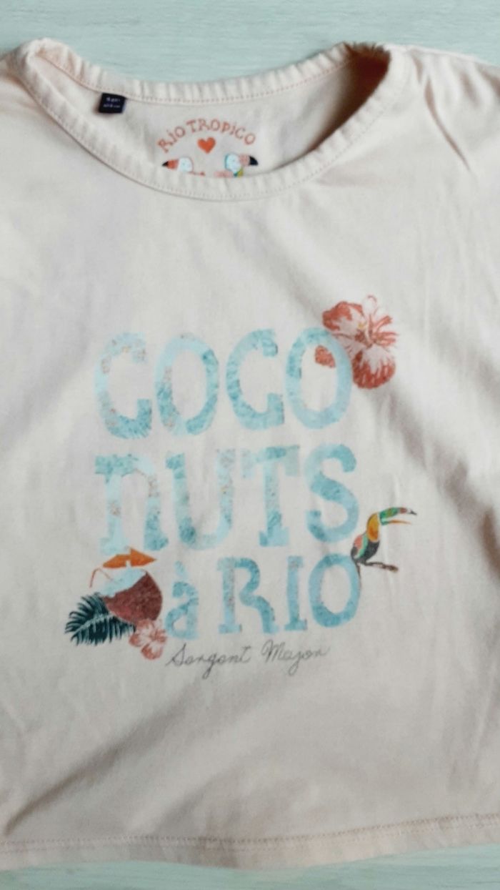 Vêtement fille tee-shirt manches courtes rose coconuts à Rio Sergent Major 4 ans - photo numéro 2