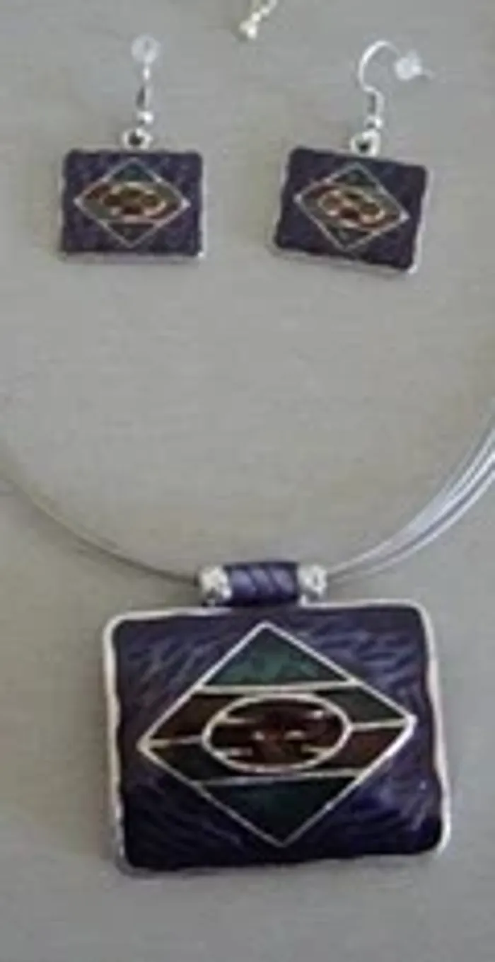 Parure collier pendentif boucles d'oreilles - photo numéro 4