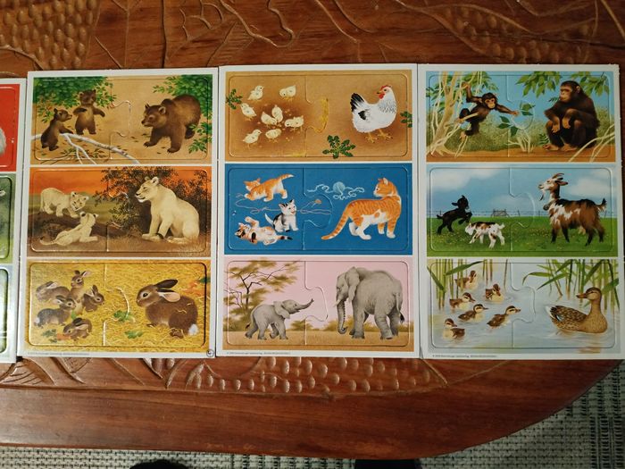 Gros Lot jouet bois vintage puzzle 3D Montessori, chien, puzzle animaux et maman - photo numéro 10