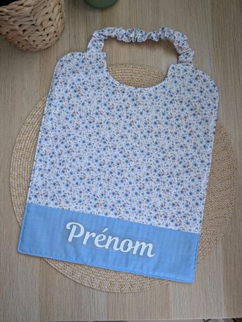 Serviette de cantine fleurie bleu