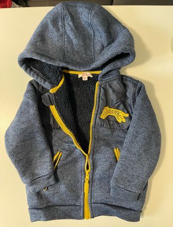 Pull zip DPAM fourré bleu et jaune - 3 ans - 98 cm - garçon