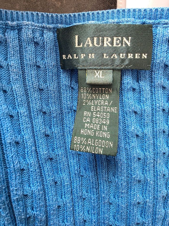 Pull torsadé sans manche lauren ralph lauren taille xl - photo numéro 4