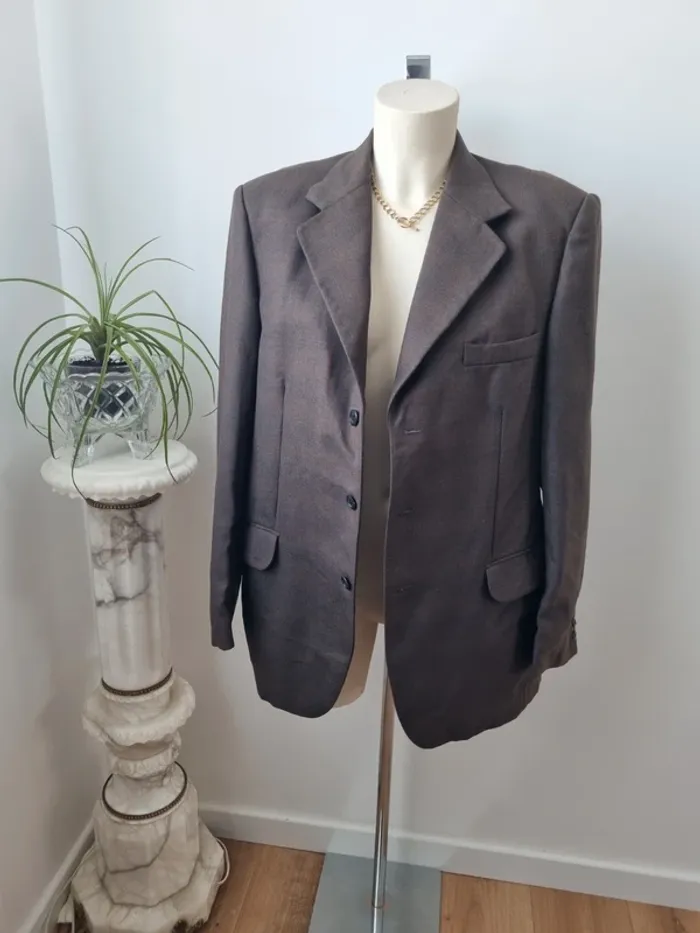 Blazer marron vintage en laine peignée - photo numéro 12