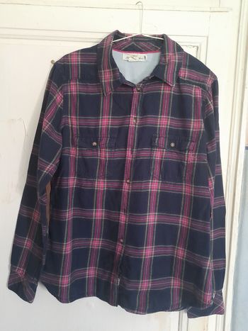 Chemisier bleu marine et rose fuchsia, marque H&M, taille 40