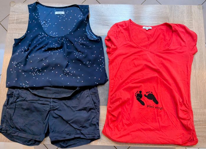Lot T-shirts et short grossesse maternité