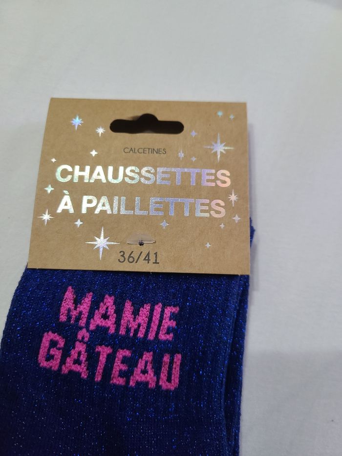 Chaussettes à paillettes taille 36 à 41  "mamie gâteau" - photo numéro 4