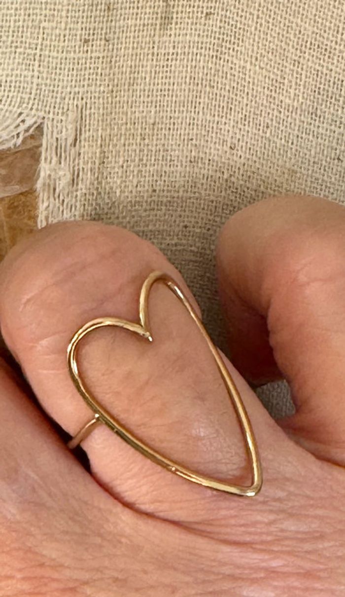 Bague cœur fils xl réglable acier inoxydable or - photo numéro 5