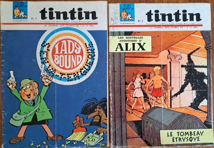 lot de 10 Magazines, Tintin Hebdomadaire , 1967-1968, état correct - photo numéro 12